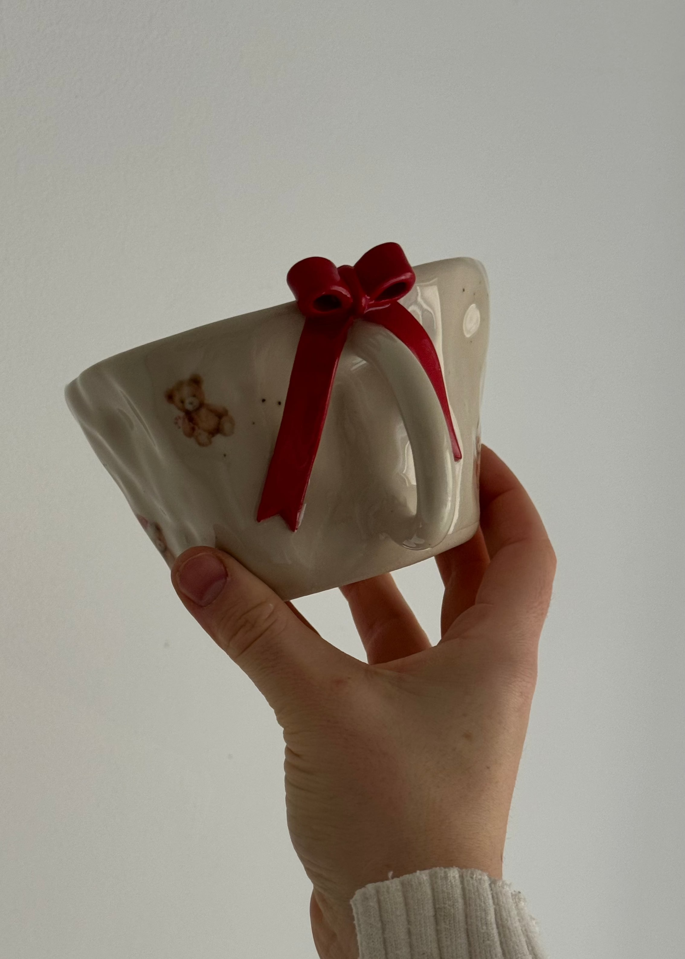 Christmas Teddies Red Bow Mug